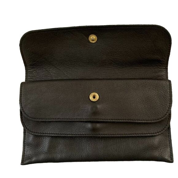 Vintage Y2K Linea Pelle 3 Section Black Leather Clutch - Mint - Picture 4 of 9